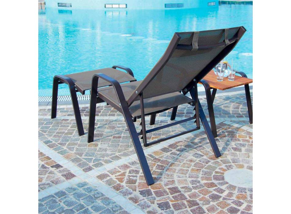 Aluminum Garden Armchair with Footrest Made in Italy - Camillo