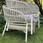 Garden Chair in Aluminum, Rope and Marsala or White Fabric - Brise Viadurini