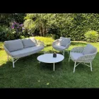 Garden Chair in Aluminum, Rope and Marsala or White Fabric - Brise Viadurini