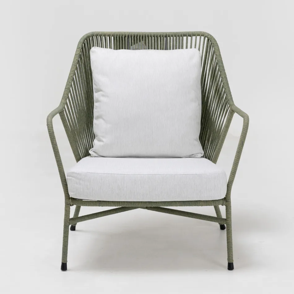 Garden Armchair in Aluminum and Rope Weaving - Asteria Viadurini