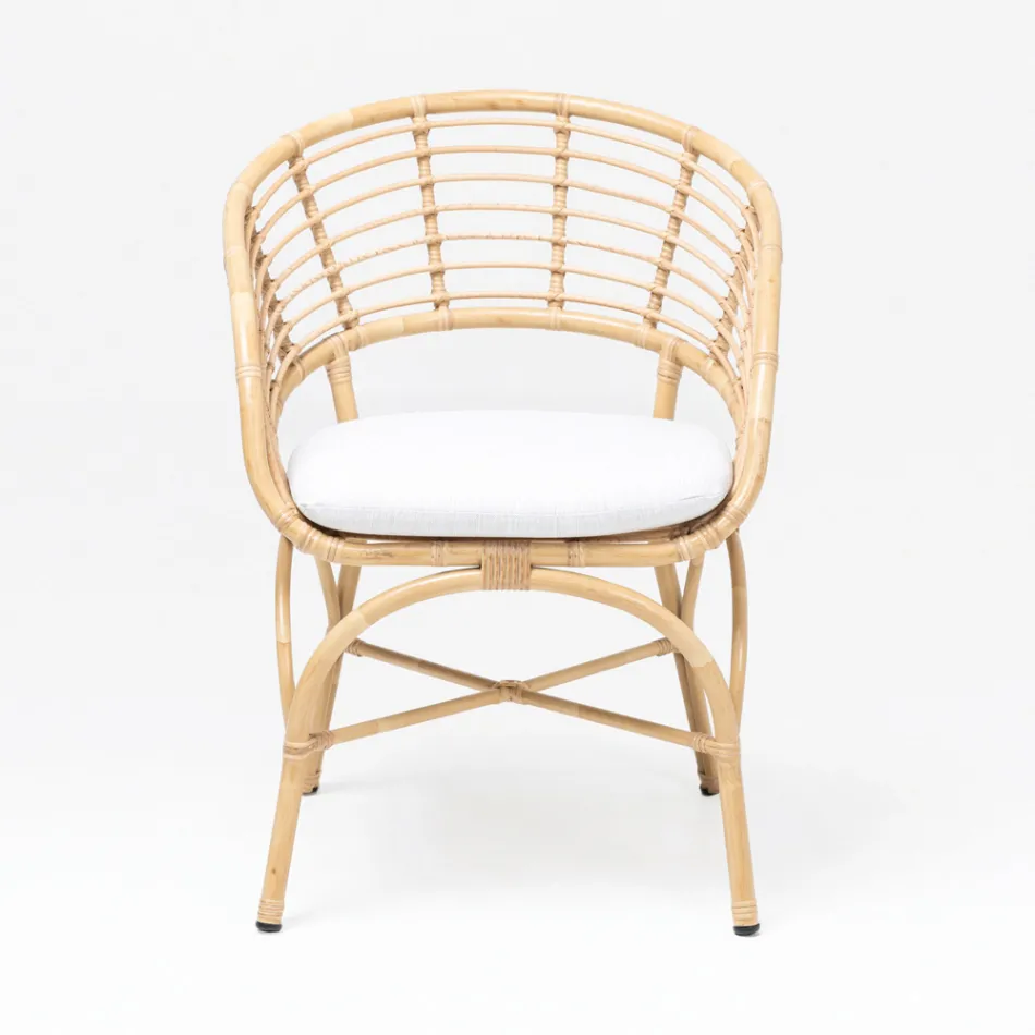 Garden Armchair in Aluminum and Polyrattan Weaving and Cushion - Ellide Viadurini