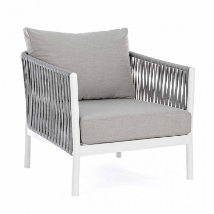 Garden Armchair in Aluminum, Synthetic Fiber and Homemotion Fabric - Rubio Viadurini