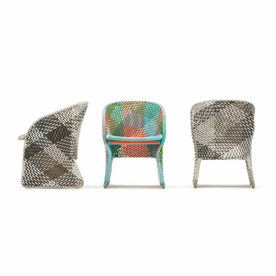 Garden armchair in colored braided synthetic fiber - Maat by Varaschin Viadurini