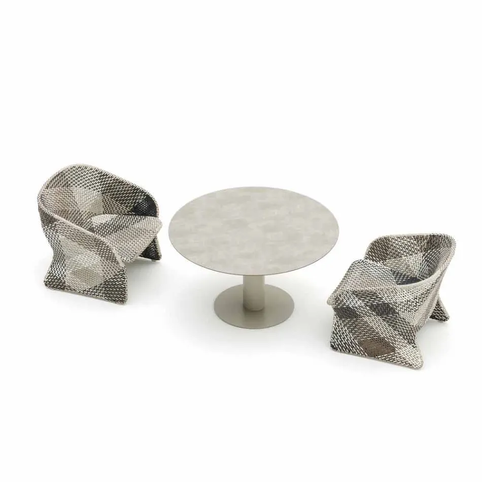 Garden armchair in colored braided synthetic fiber - Maat by Varaschin Viadurini