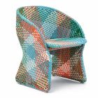 Garden armchair in colored braided synthetic fiber - Maat by Varaschin Viadurini