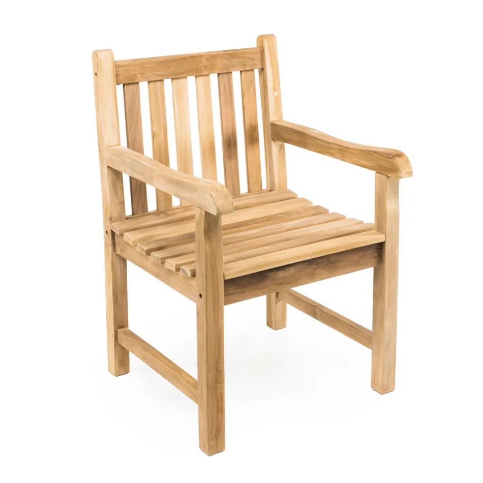 Garden Armchair in Natural Teak Wood - Yggdrasil Viadurini