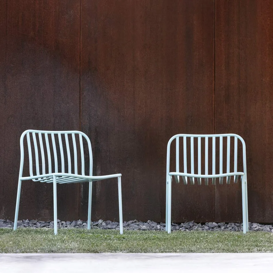 Stackable Metal Garden Armchair Made in Italy 2 Pieces - Simply Viadurini