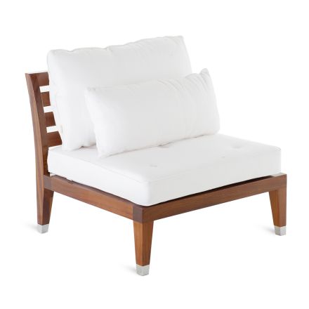 Garden Armchair in Polished Mahogany Made in Italy Cushion Included - Balin Viadurini