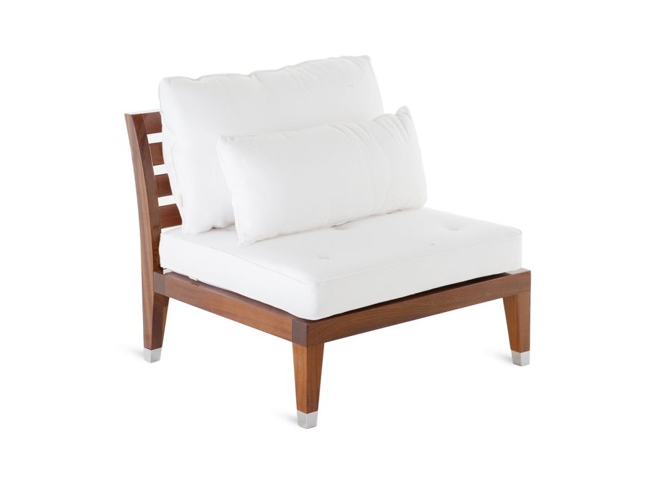 Garden Armchair in Polished Mahogany Made in Italy Cushion Included - Balin Viadurini