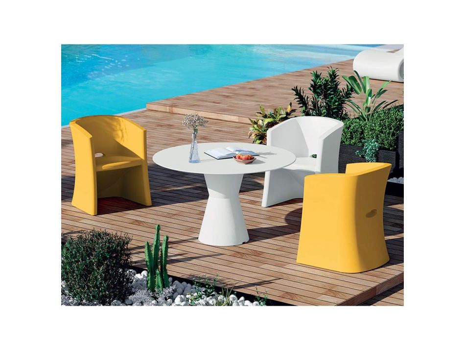 Garden Armchair in Polyethylene with Armrests Made in Italy - Perez Viadurini