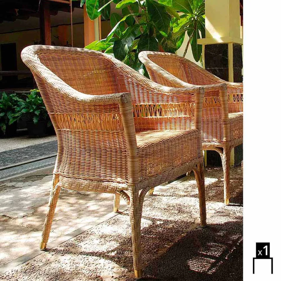 Polyethylene Garden armchair hand woven Chad Viadurini