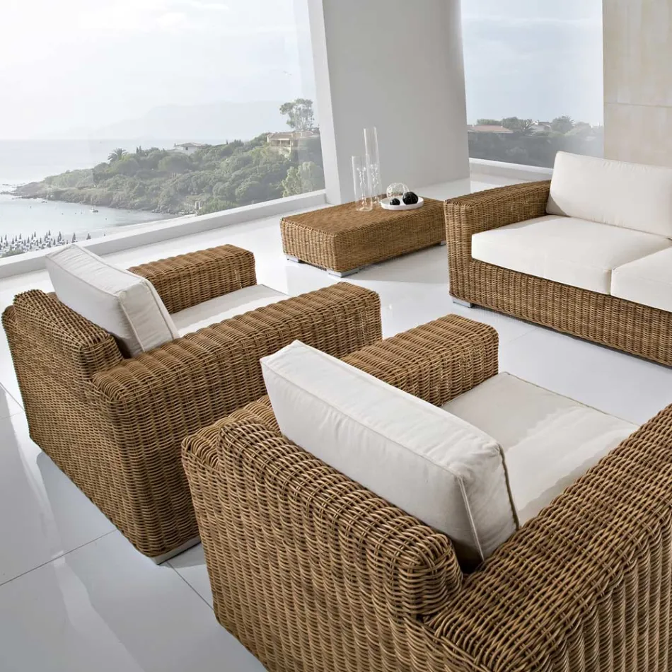 Garden Armchair in Hand Woven Polyrattan - Yoko Viadurini