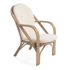 Garden Armchair in Natural Rattan with Removable Cushion - Maurizia Viadurini