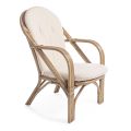 Natural Rattan Garden Armchair with Removable Cushion - Maurizia