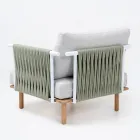 Teak Garden Armchair, Rope Weaving and Cushions - Bellatrix Viadurini