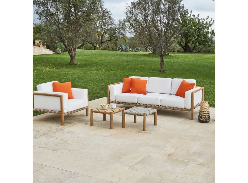 Garden Armchair in Teak Made in Italy with Cushion Set Included - Liberato Viadurini