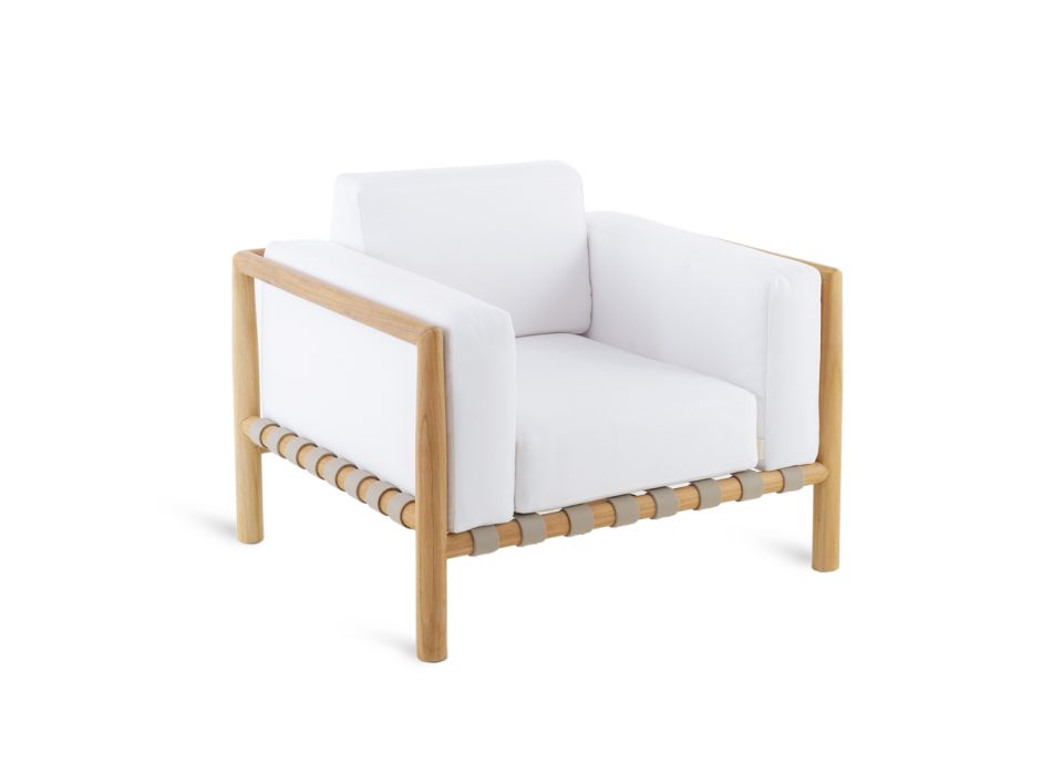 Garden Armchair in Teak Made in Italy with Cushion Set Included - Liberato Viadurini