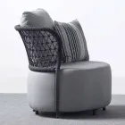 Garden Armchair Upholstered in Water-repellent Rubber with Mesh Backrest - Orosei Viadurini