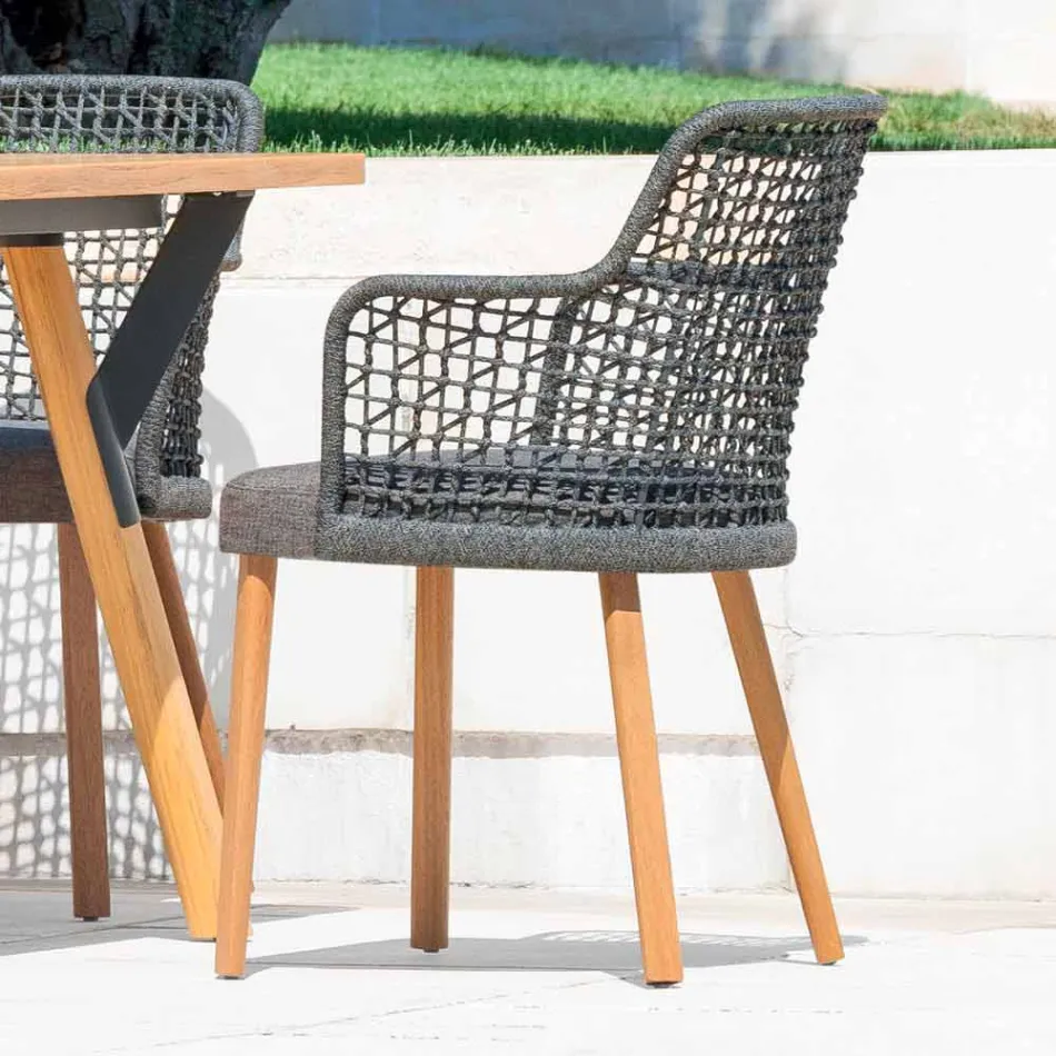 Modern Varaschin Emma garden armchair in solid iroko wood Viadurini