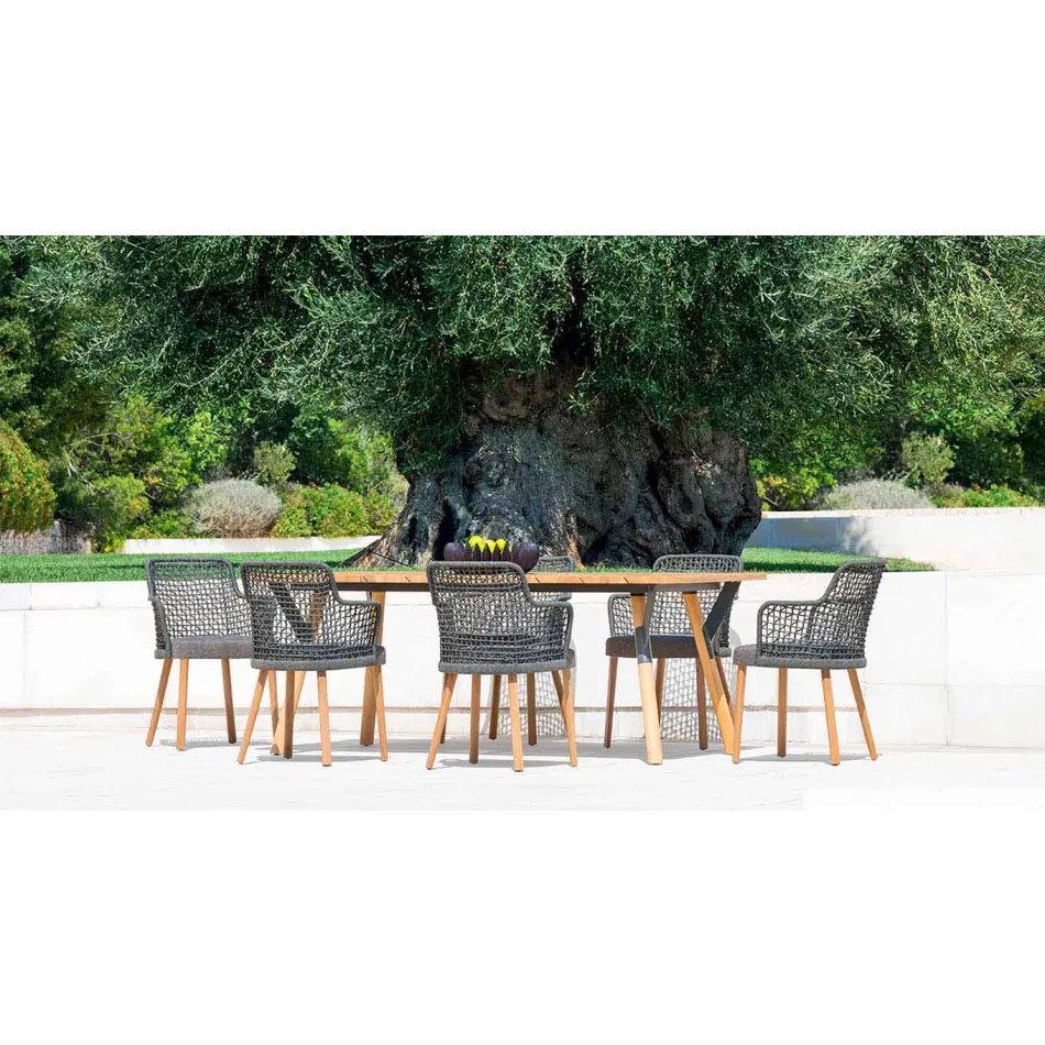 Modern Varaschin Emma garden armchair in solid iroko wood Viadurini