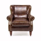 Indoor Armchair Completely in Vintage Leather Aged Effect - Stamp Viadurini