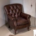 Indoor Armchair Entirely Made in Aged Effect Vintage Leather - Stamp