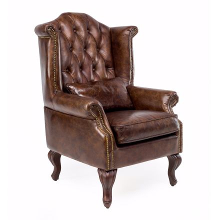 Indoor Armchair Made of Aged Effect Vintage Leather - Stamp Viadurini