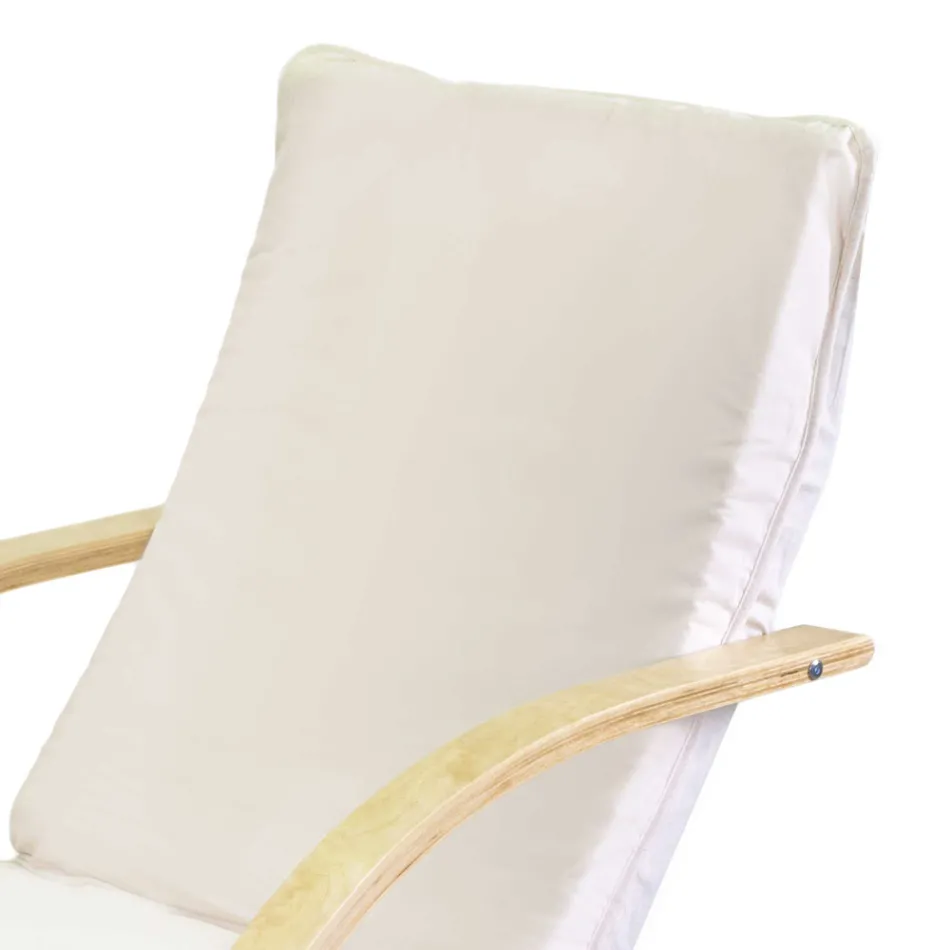 Indoor Armchair Made of Birch Wood and Fabric - Abissi Viadurini