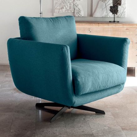 Living Room Armchair with Choice of Swivel or Fixed Base Made in Italy - Ironic Viadurini