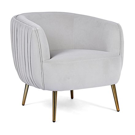 Living Room Armchair in Gold Steel and Velvet Effect Padding - Lisy Viadurini