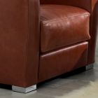 Living Room Armchair in Wood, Leather and Metal Made in Italy - Burlesco Viadurini