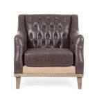 Living Room Armchair in Ash Wood and Ecoleather Homemotion - Helsy Viadurini