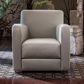 Living Room Armchair in Wood, Polyurethane Foam and Metal Made in Italy - Burlesco