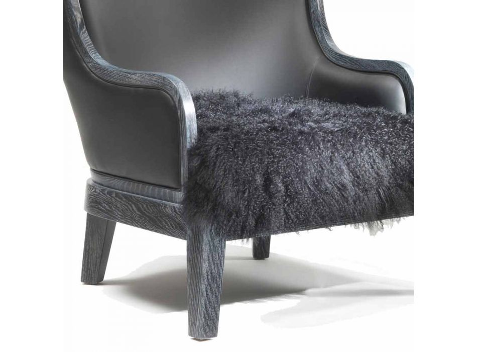 Eli leather armchair and black fur, classic luxury design