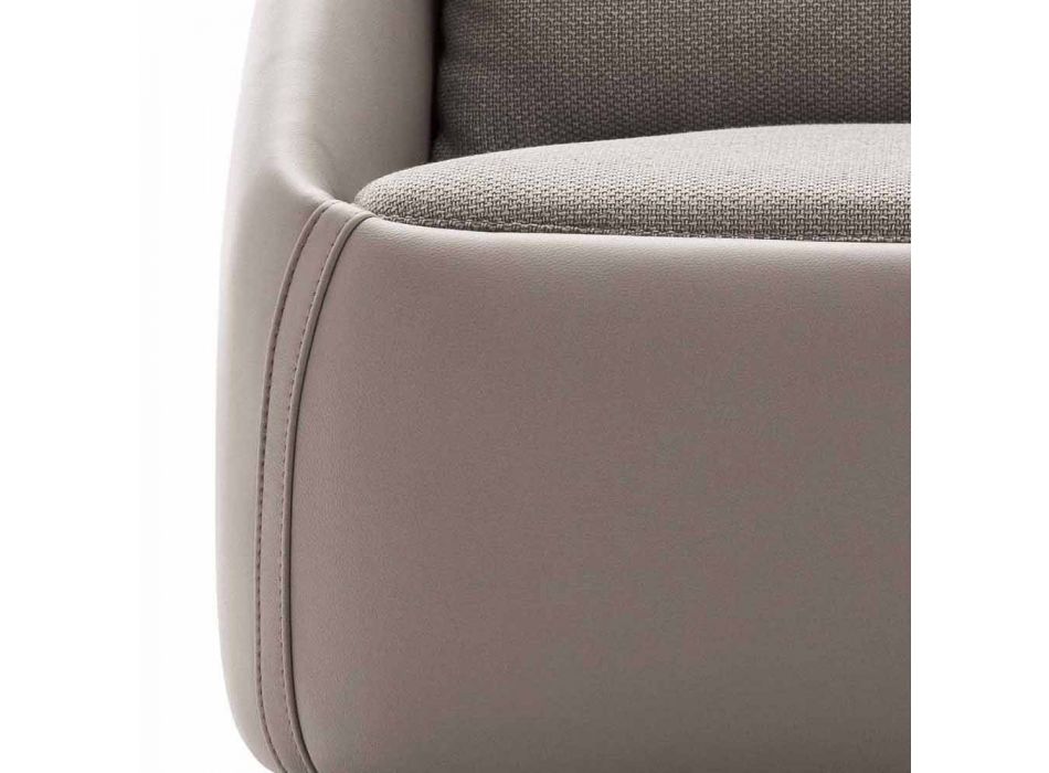 Living Room Armchair in High Quality Leather and Fabric Made in Italy - Amarena Viadurini