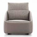Living Room Armchair in High Quality Leather and Fabric Made in Italy - Amarena