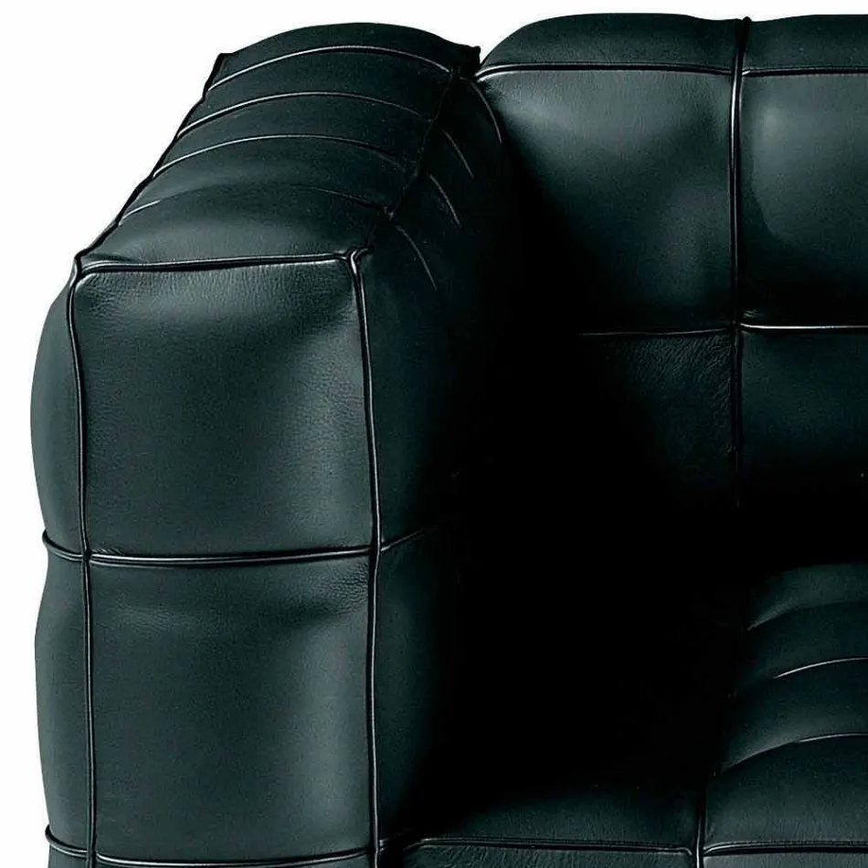 Living Room Armchair in Quilted Effect Leather Made in Italy - Vesuvius Viadurini