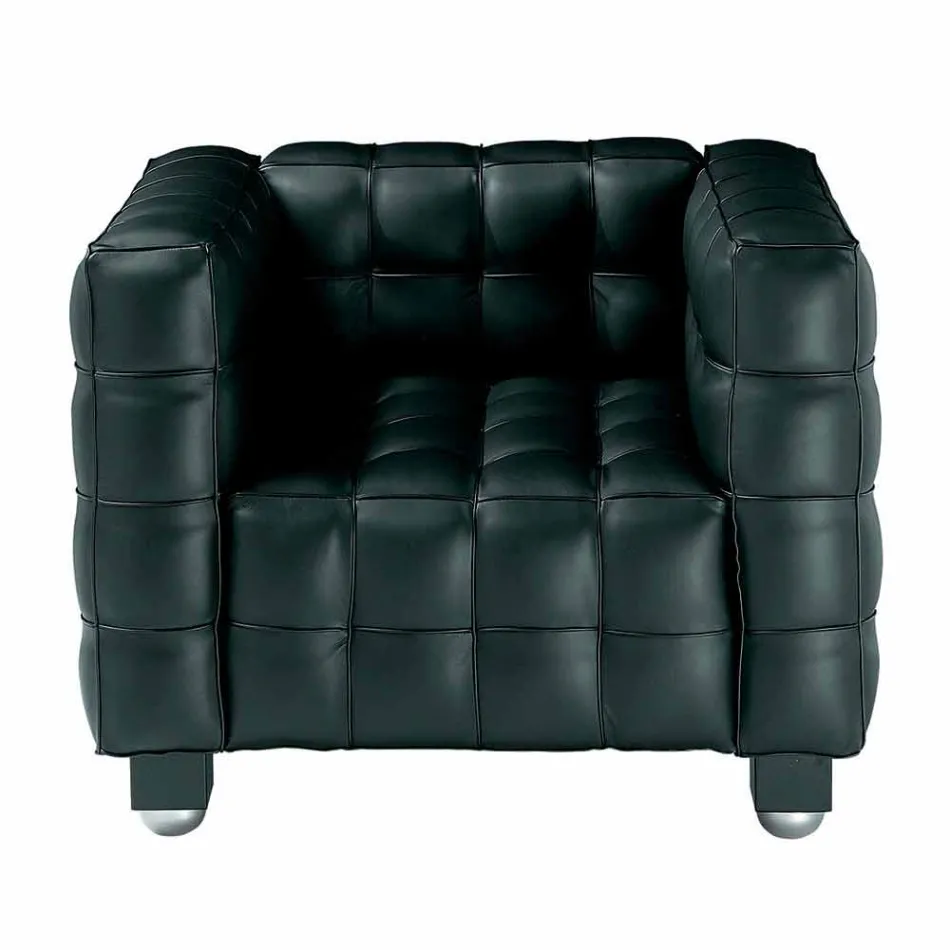Living Room Armchair in Quilted Effect Leather Made in Italy - Vesuvius Viadurini