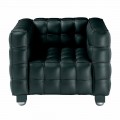 Living Room Armchair in Quilted Effect Leather Made in Italy - Vesuvius