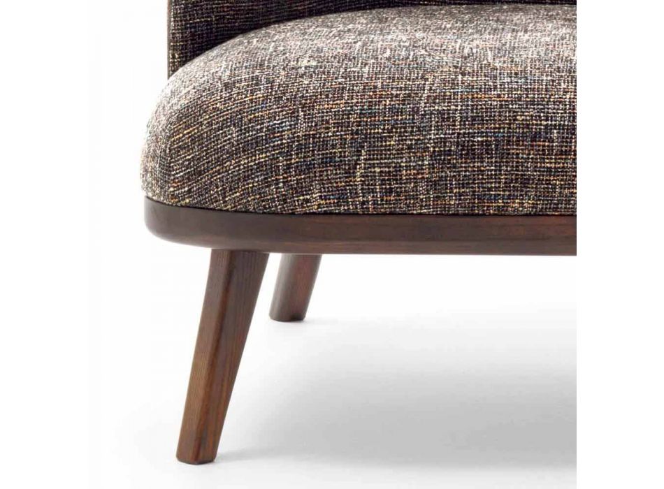 Fabric Lounge Chair with Solid Wood Base Made in Italy - Pepina Viadurini