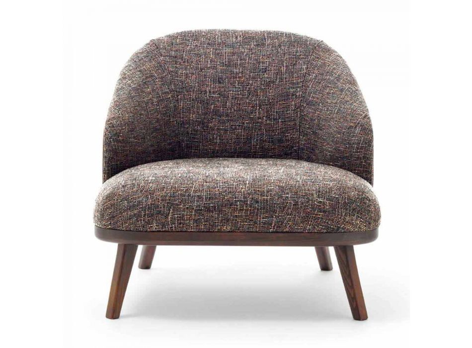 Fabric Lounge Chair with Solid Wood Base Made in Italy - Pepina Viadurini