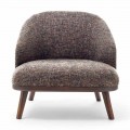 Fabric Lounge Chair with Solid Wood Base Made in Italy - Pepina