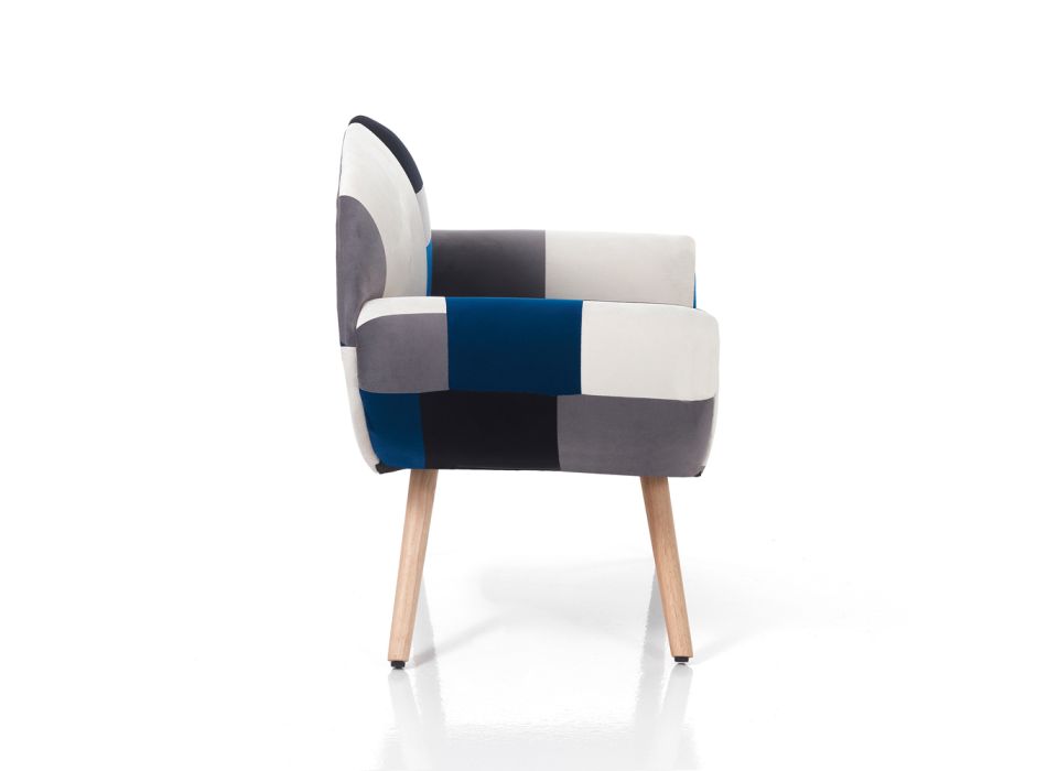 Patchwork Fabric Living Room Armchair - Bromo Viadurini