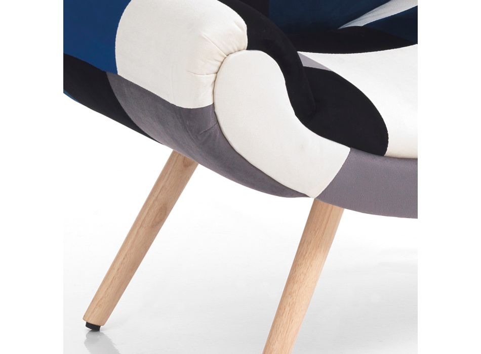 Patchwork Fabric Living Room Armchair - Bromo Viadurini