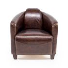 Living Room Armchair Entirely Made in Aged Effect Vintage Leather - Stamp Viadurini