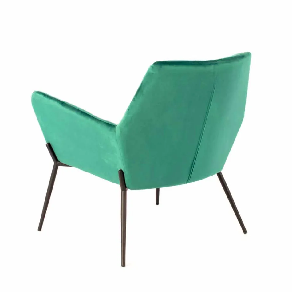 Modern Lounge Chair in Petrol Green Velvet and Black Metal - Toned Viadurini