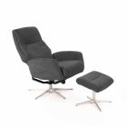 Reclining Lounge Armchair with Footrest Upholstered in Velvet - Angelina Viadurini