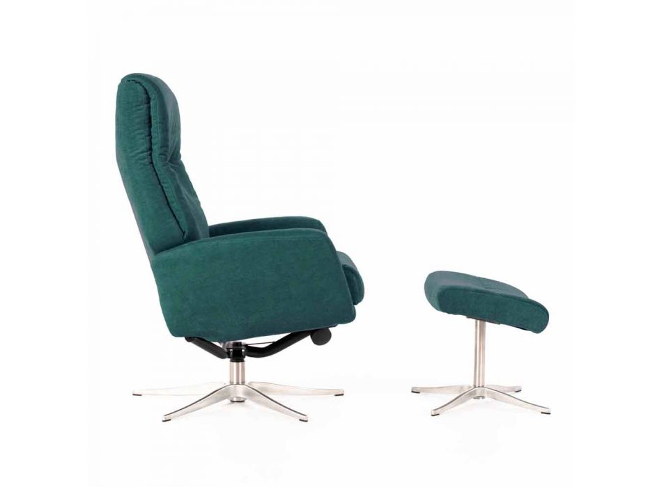 Reclining Lounge Armchair with Footrest Upholstered in Velvet - Angelina Viadurini