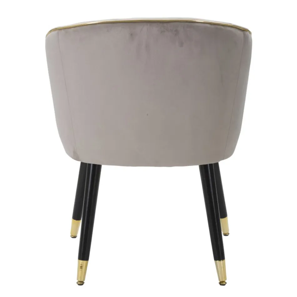 Living Room Armchair Upholstered in Fabric with Modern Wooden Legs - Ezia Viadurini