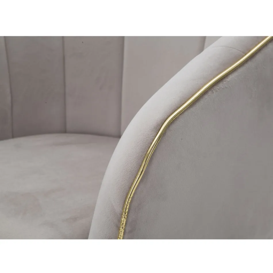 Living Room Armchair Upholstered in Fabric with Modern Wooden Legs - Ezia Viadurini